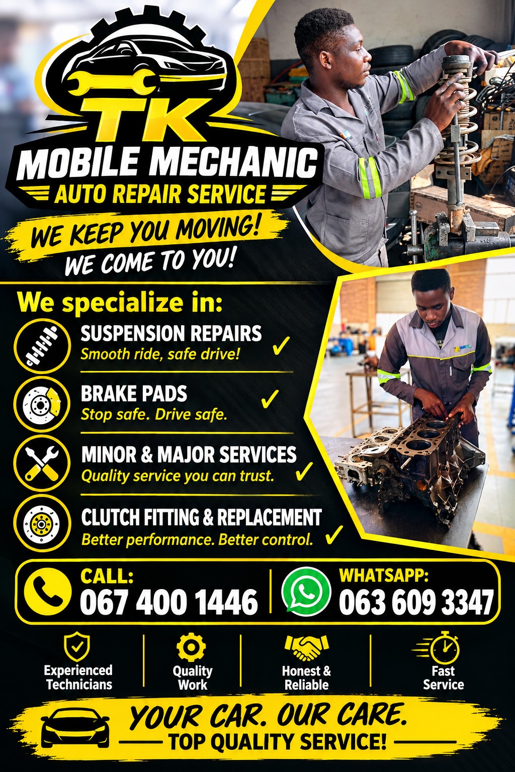 TK Mobile Mechanic auto repair service poster